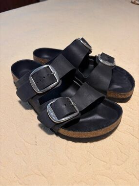 Birkenstock Black Double-Buckle Cork Footbed Sandals